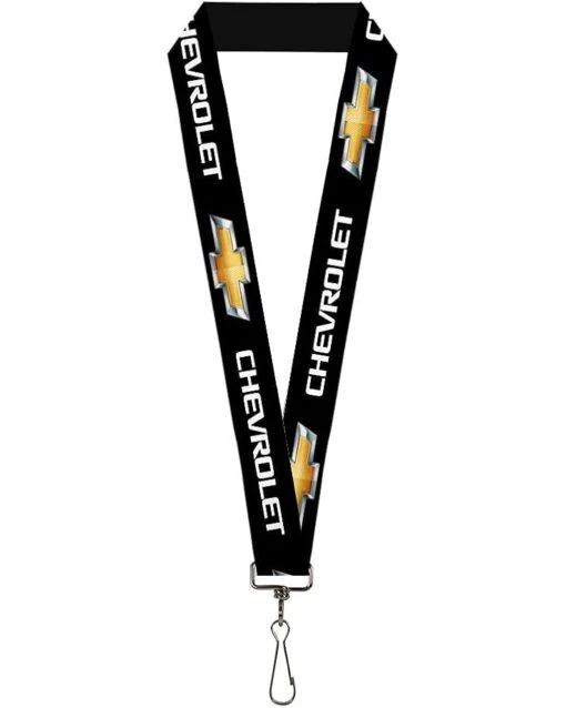 Buckle-Down Lanyard-1.0"-Chevrolet/Bowtie Black/Gold/White Repeat -Fashion Accessories Store 41