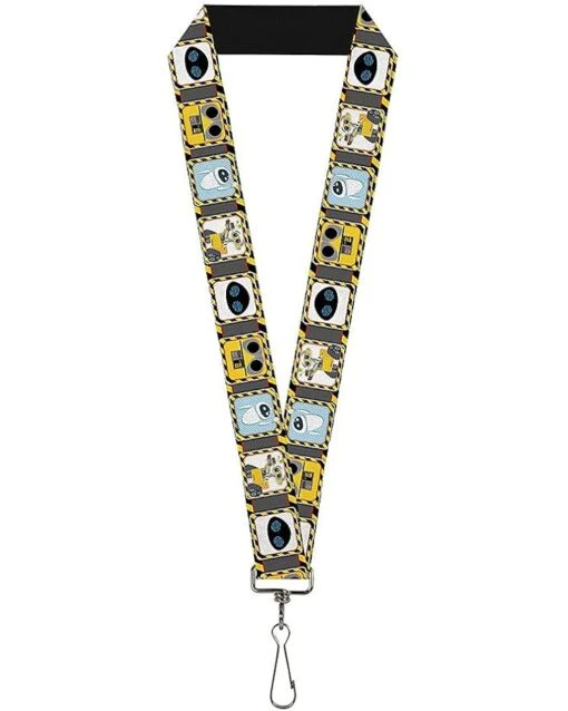 Buckle-Down Unisex-Adult's Lanyard-1.0-Wall-e & Eve Pose/face Hazard Blocks Gray/ye, Multicolor, One-Size -Fashion Accessories Store