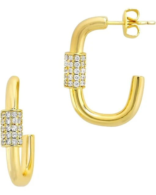 Sterling Forever Oval Carabiner Hoops Earrings -Fashion Accessories Store 51kR1DDwGS. AC SR736920