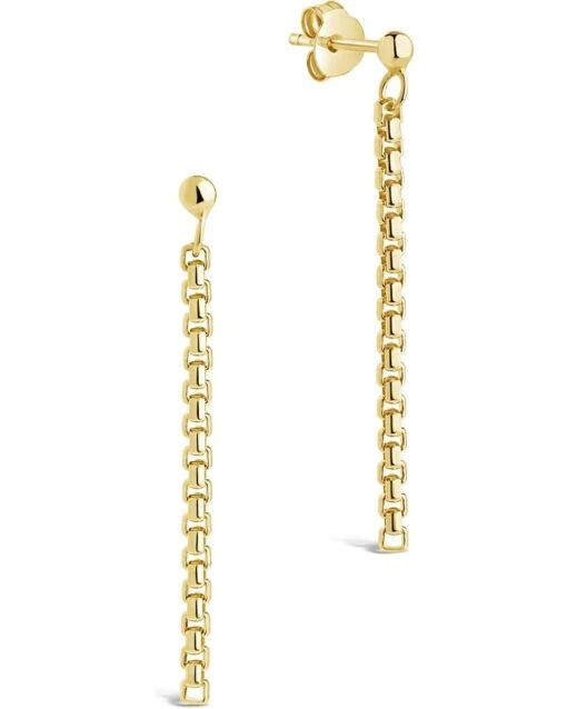 Sterling Forever Box Chain Drop Studs Earrings -Fashion Accessories Store 610aAIgI0YL. AC SR736920