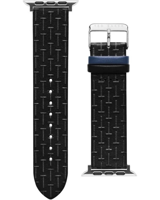 Ted Baker T Embossed Leather Blue Keeper Smartwatch Band Compatible With Apple Watch Strap 42mm, 44mm -Fashion Accessories Store 612jK8M2WLL. AC SR736920