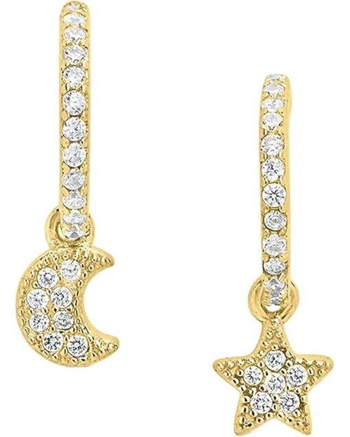 Sterling Forever Sterling Silver Moon & Star CZ Micro Hoops Earrings -Fashion Accessories Store 617a h0Y85S. AC SR736920