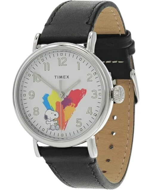 Timex 40 Mm Standard X Peanuts Snoopy Rainbow 3-Hand Leather Strap Watch -Fashion Accessories Store 61jte j1pqL. AC SR736920