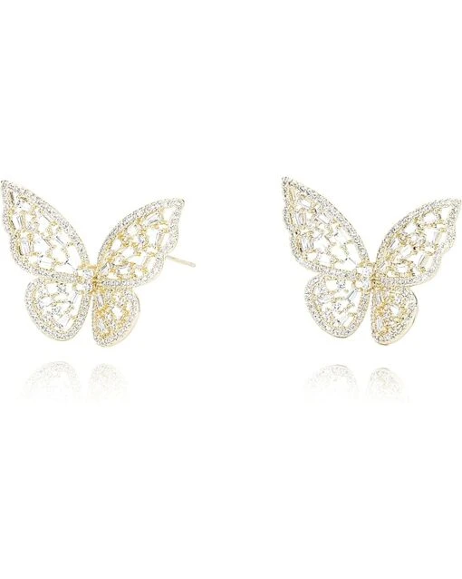 Vintage Havana Melanie Pave Butterfly Stud Earrings -Fashion Accessories Store 71151o5FvYL. AC SR736920