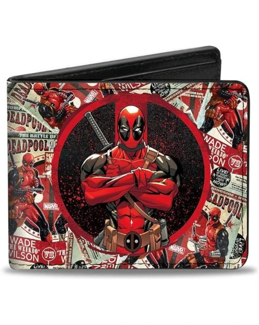 Buckle-Down Mens Buckle-down Pu Bifold - Deadpool Arms Crossed Pose Badge/Wade Vs Wade Poster Stacked Bi Fold Wallet, Multicolor, 4.0 X 3.5 US -Fashion Accessories Store 71DdnNzMoKL. AC SR736920