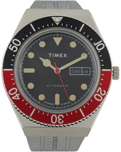 Timex 40 Mm M79 Automatic Stainless Steel Case Black Dial Stainless Steel Band -Fashion Accessories Store