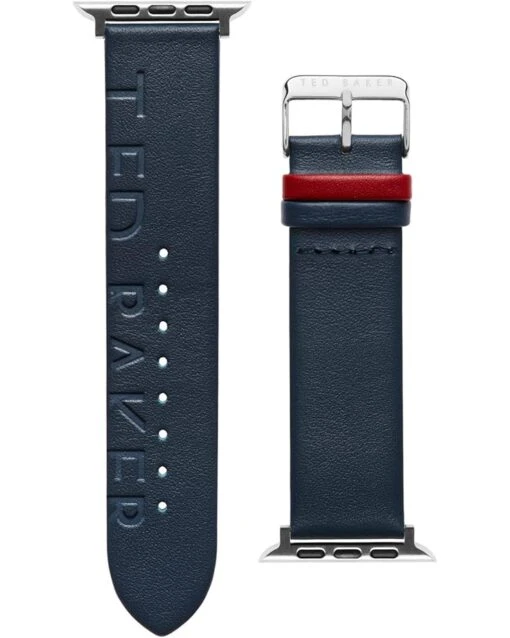 Ted Baker "Ted" Engraved Leather Blue Keeper Smartwatch Band Compatible With Apple Watch Strap 42mm, 44mm -Fashion Accessories Store 71ifvyZse3L. AC SR736920