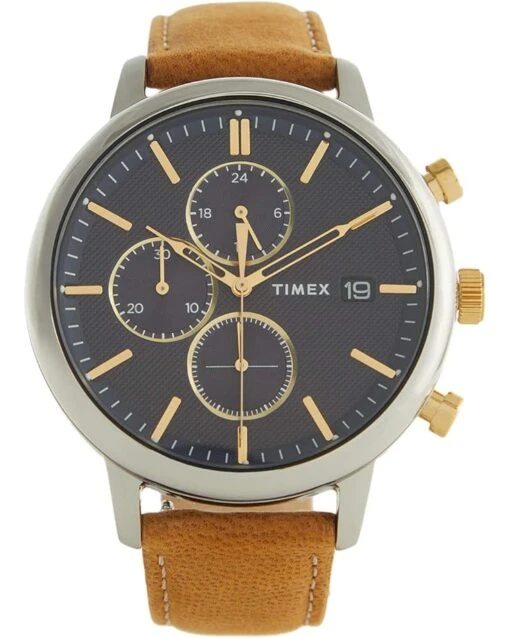 Timex 45 Mm Chicago Chrono Silver Case Blue Dial Tan Leather -Fashion Accessories Store 71ne5LnaEL. AC SR736920