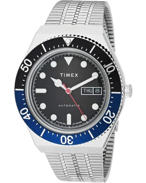 Timex 38 Mm M79 Black/Blue Auto Silver Case Black Dial Silver Bracelet -Fashion Accessories Store 71oIX7u86nL. AC SR736920